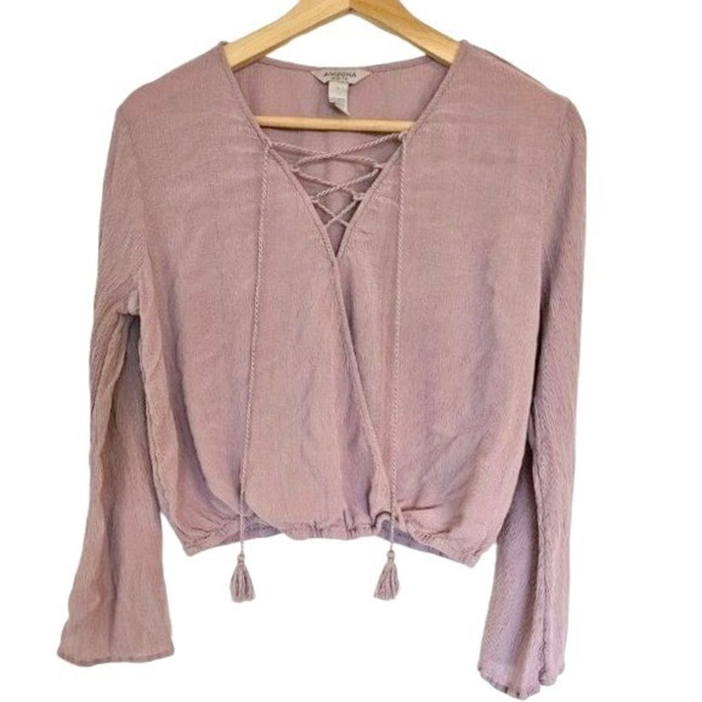 Arizona Jean Co top size large‎ purple bell sleeve crop